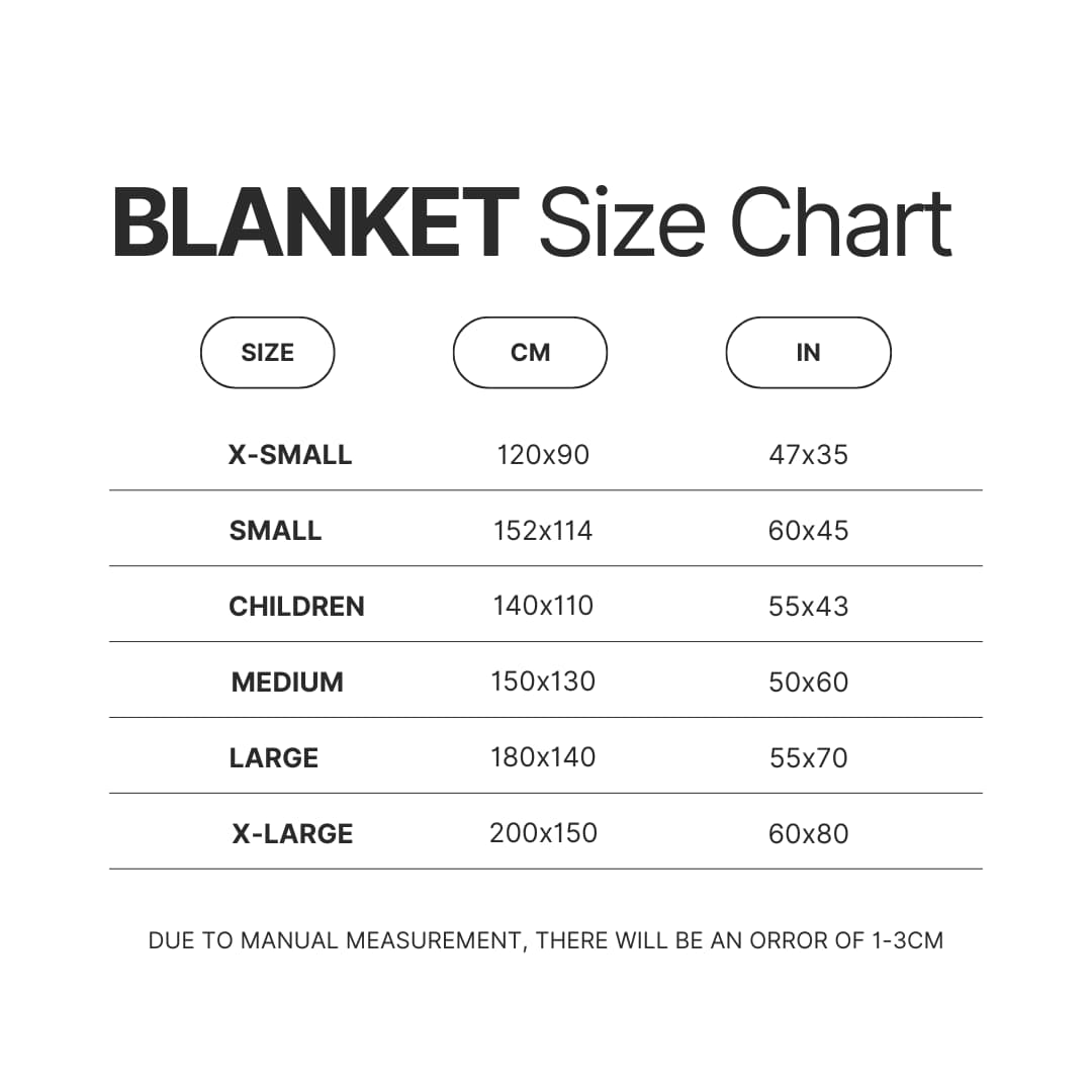 Blanket Size Chart - Spirited Away Store