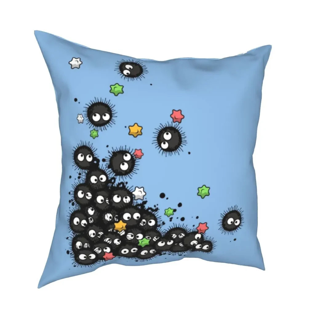 Candy Soot Sprites Pillow Cases Spirited Away Anime Ghibli Miyazaki Cushion Cover Decor Throw Pillow Case - Spirited Away Store