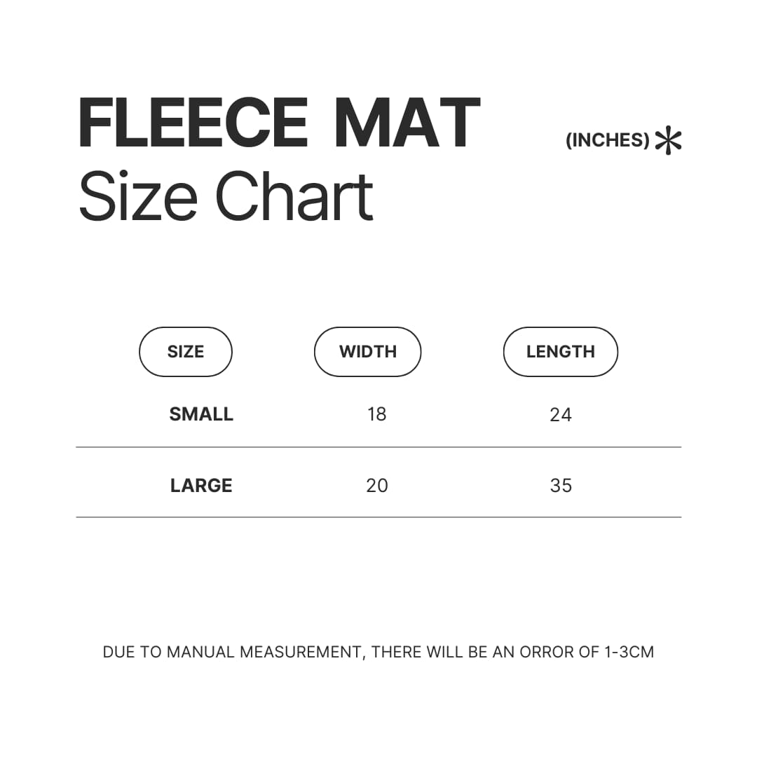 Fleece Mat Size Chart - Spirited Away Store