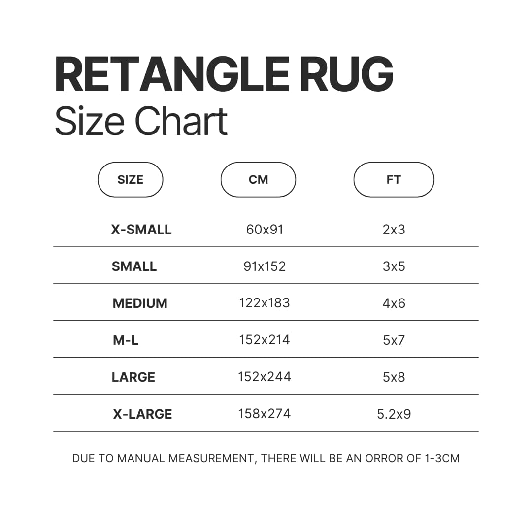 Retangle Rug Size Chart - Spirited Away Store