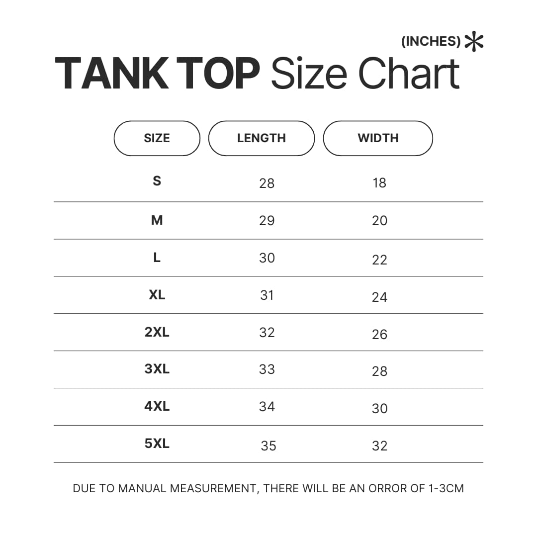 Tank Top Size Chart - Spirited Away Store