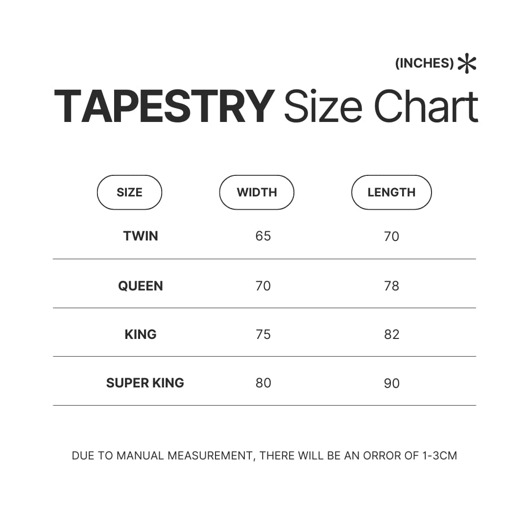 Tapestry Size Chart - Spirited Away Store