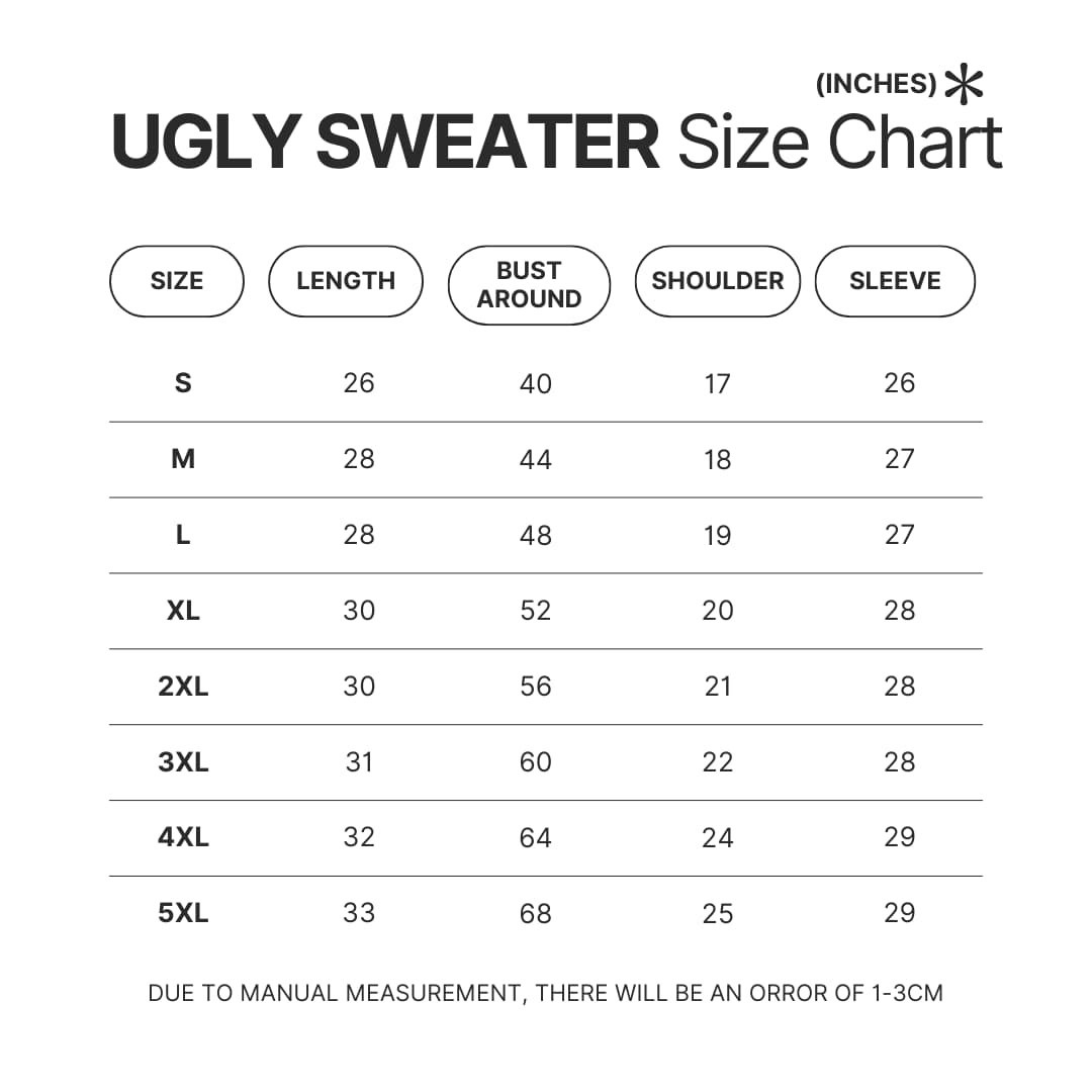 Ugly Sweater Size Chart - Spirited Away Store