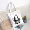 Women Canvas Tote Bags Spirited Away Faceless Print Reusable Shopping Bag Ladies Shoulder Bags Larage Eco 13 - Spirited Away Store