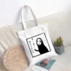 Women Canvas Tote Bags Spirited Away Faceless Print Reusable Shopping Bag Ladies Shoulder Bags Larage Eco 20 - Spirited Away Store