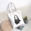 Women Canvas Tote Bags Spirited Away Faceless Print Reusable Shopping Bag Ladies Shoulder Bags Larage Eco 7 - Spirited Away Store